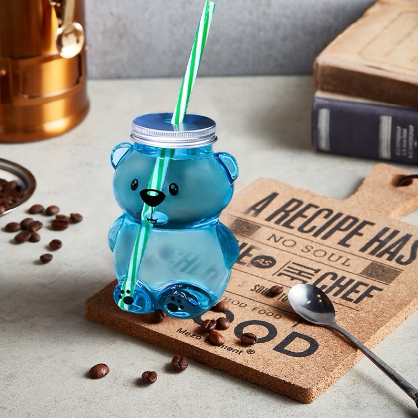 Botella Oso con popote AO-0526