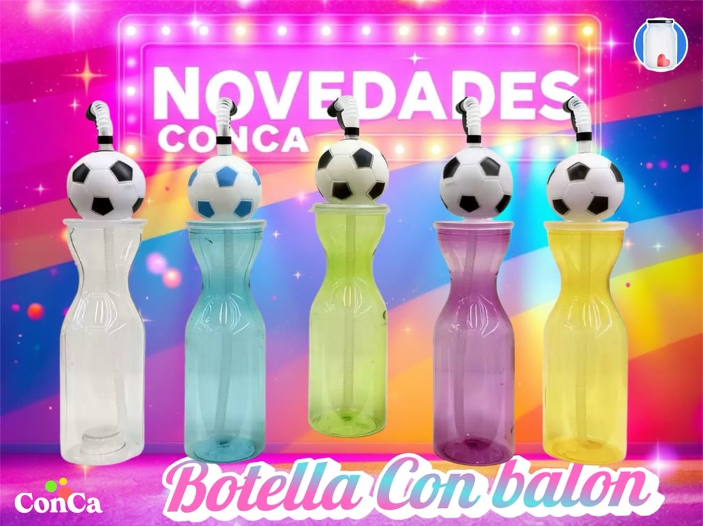 Botella con balón y popote AD-1005