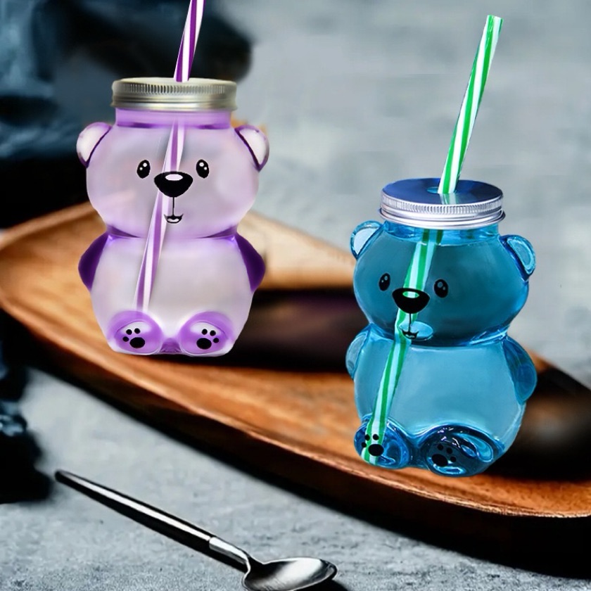 Botella Oso con popote AO-0526