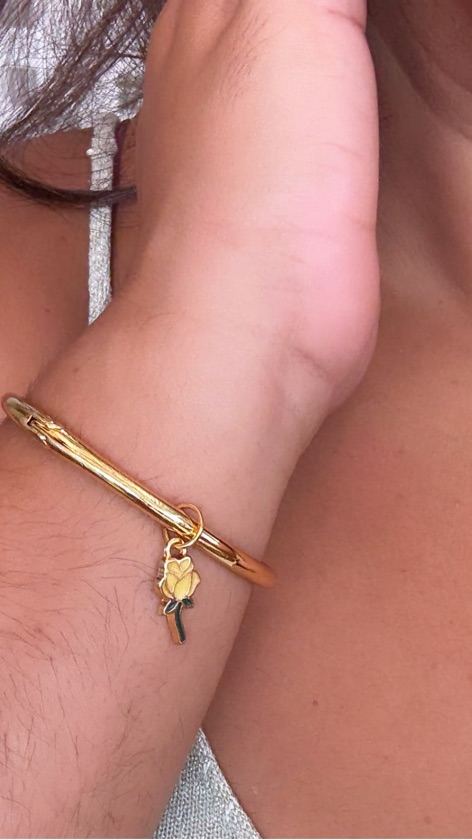 Bracelete Flor Amarela banhado