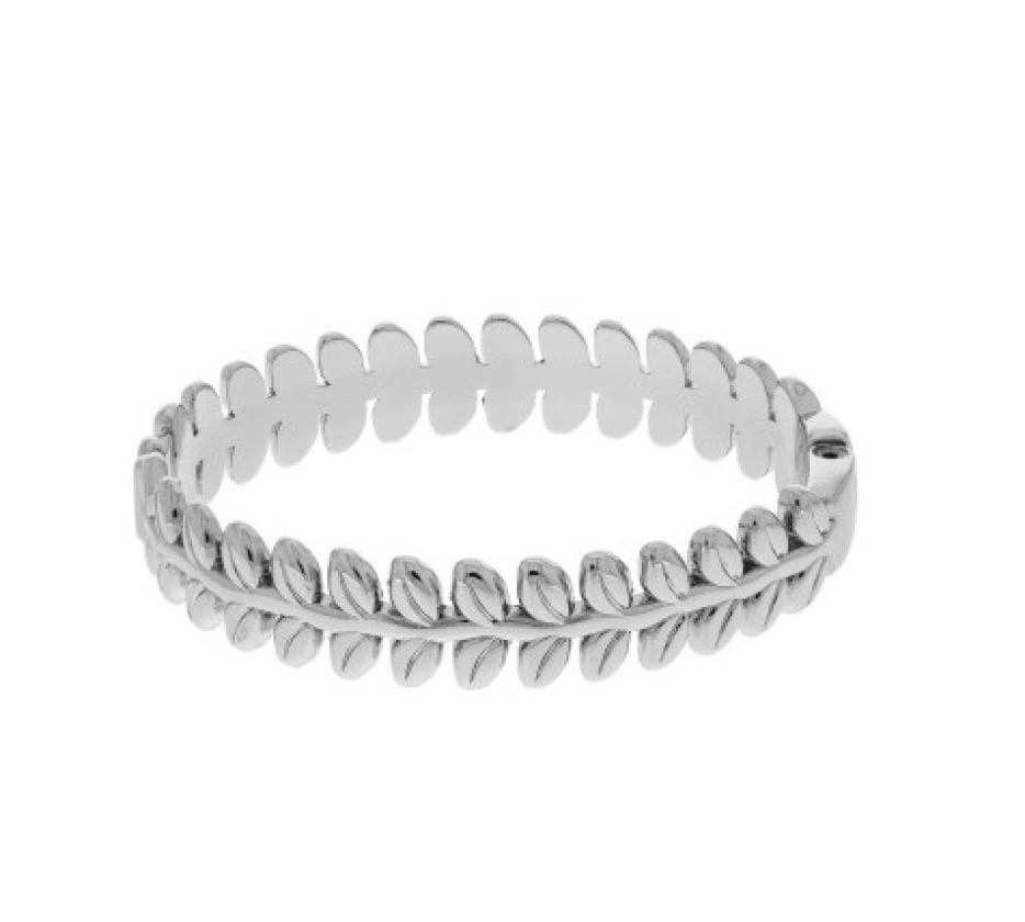 Bracelete banhado a prata folhas (sob encomenda)