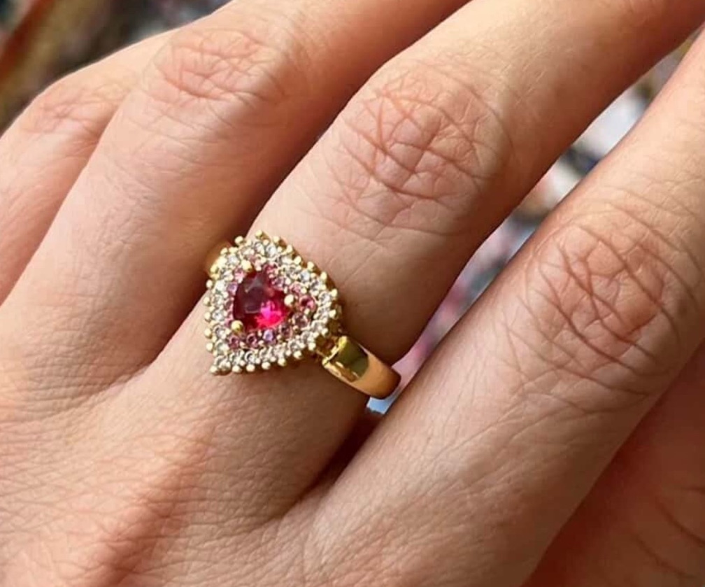 Anel Zircônia com Turmalina Rosa