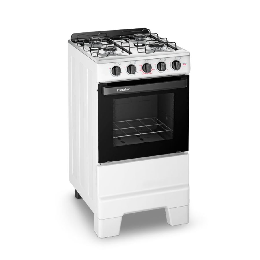 Fogão 4 Bocas Esmaltec Ideal Pop Branco F4ISB - Acendimento Manual, Forno Limpa Fácil, Mesa de Aço I