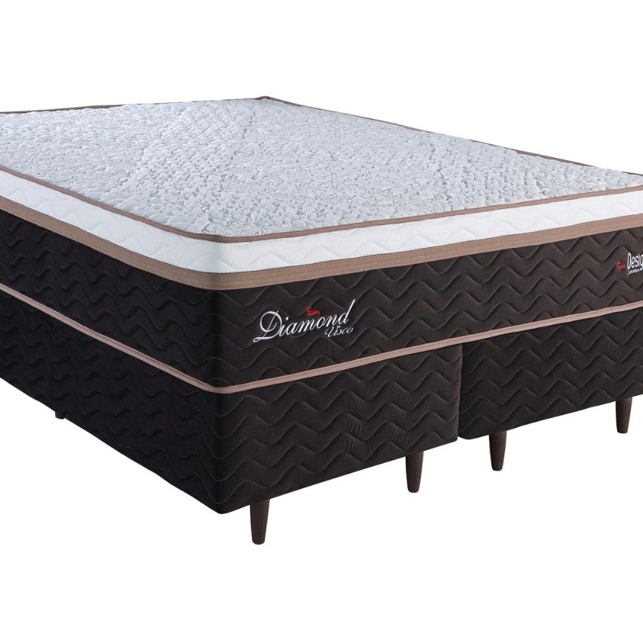 Conjunto Box PKT Diamond Casal 158cm, com molas ensacadas - Design Colchões