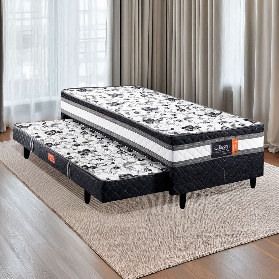 Cama Box Solteiro com Auxiliar Real 88x57 cm - Design Colchões