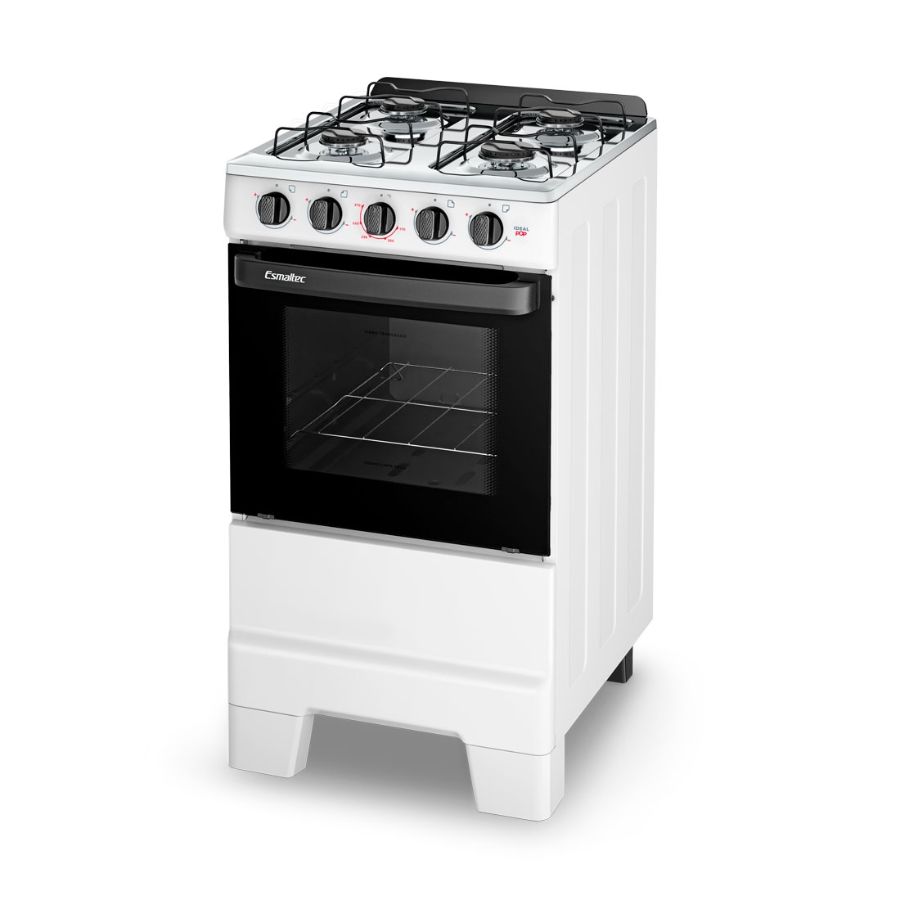 Fogão 4 Bocas Esmaltec Ideal Pop Branco F4ISB - Acendimento Manual, Forno Limpa Fácil, Mesa de Aço I
