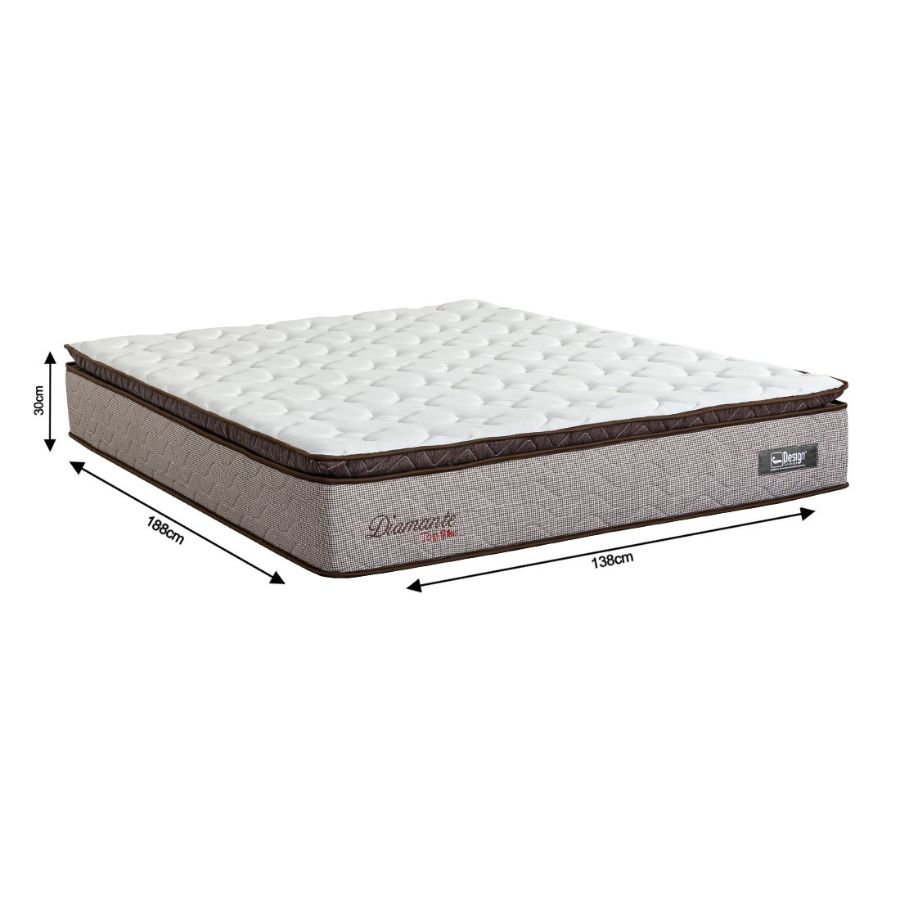 Colchão Casal 138cm Top Flex Diamante com Pillow | Design