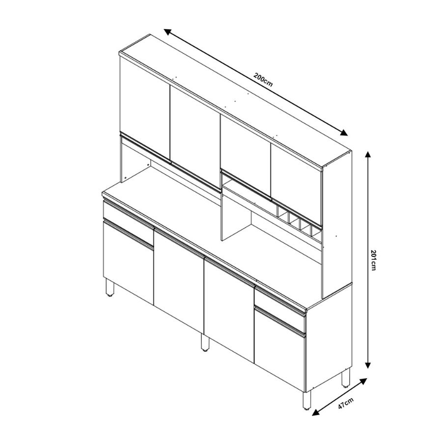 Cozinha Cabernet Prime 100%MDF - Ronipa