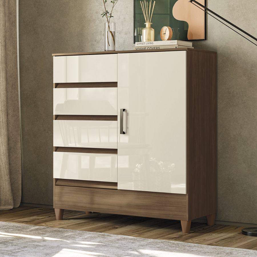 Cômoda Fit 4 Gavetas , 1 Porta | Santos Andirá