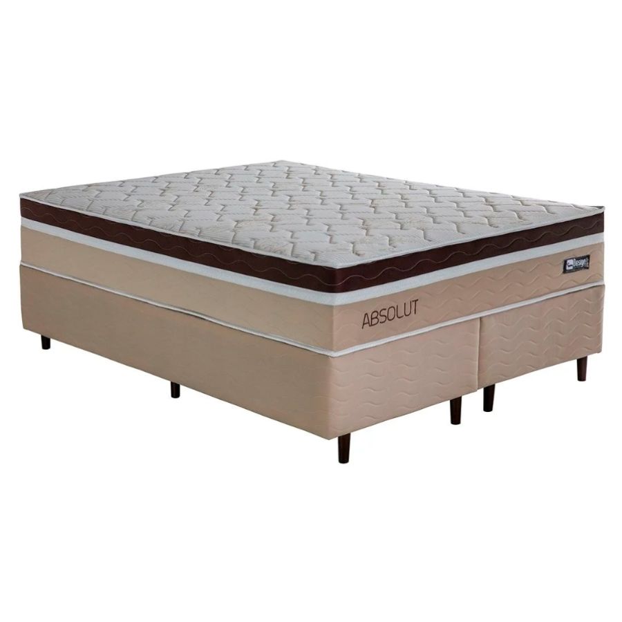 Conjunto Cama Box King Size Absolut 193cm com Molas Ensacadas - Design Colchões