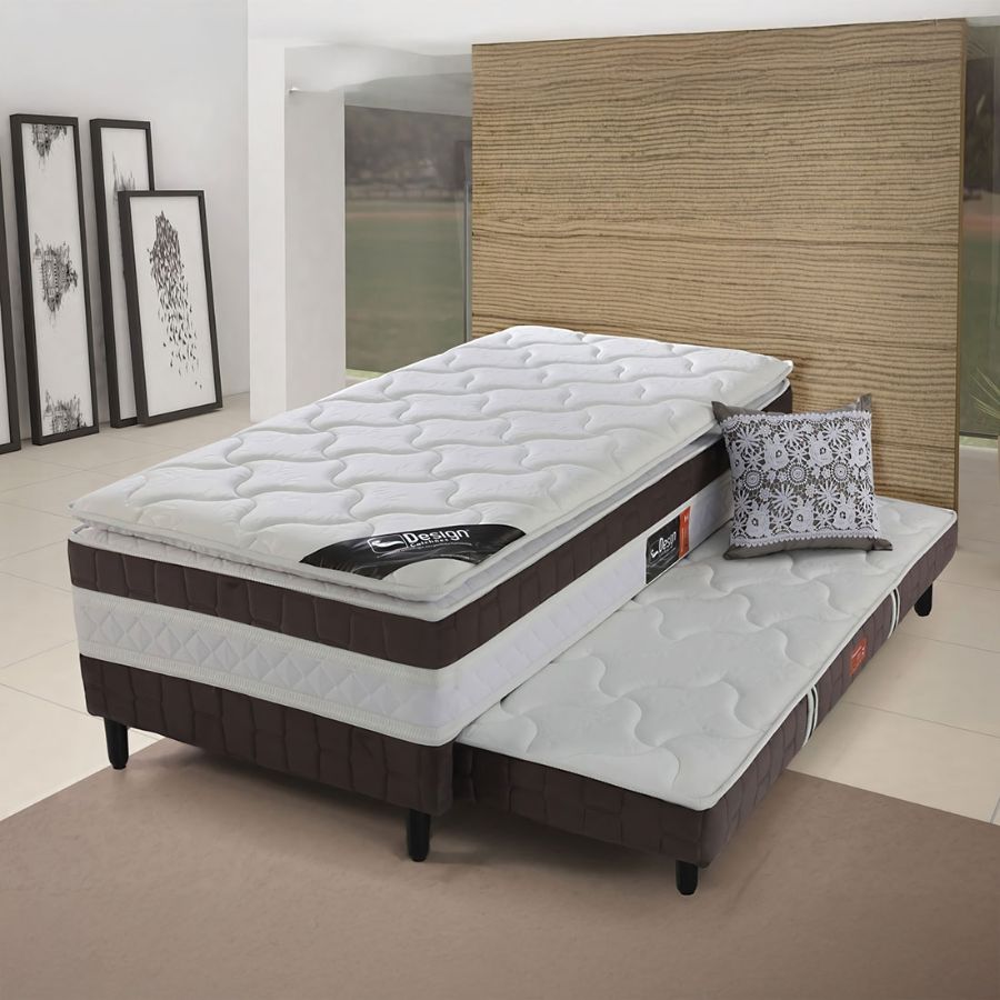 Cama Box Solteiro Ouro com Cama auxiliar - Design - colchões