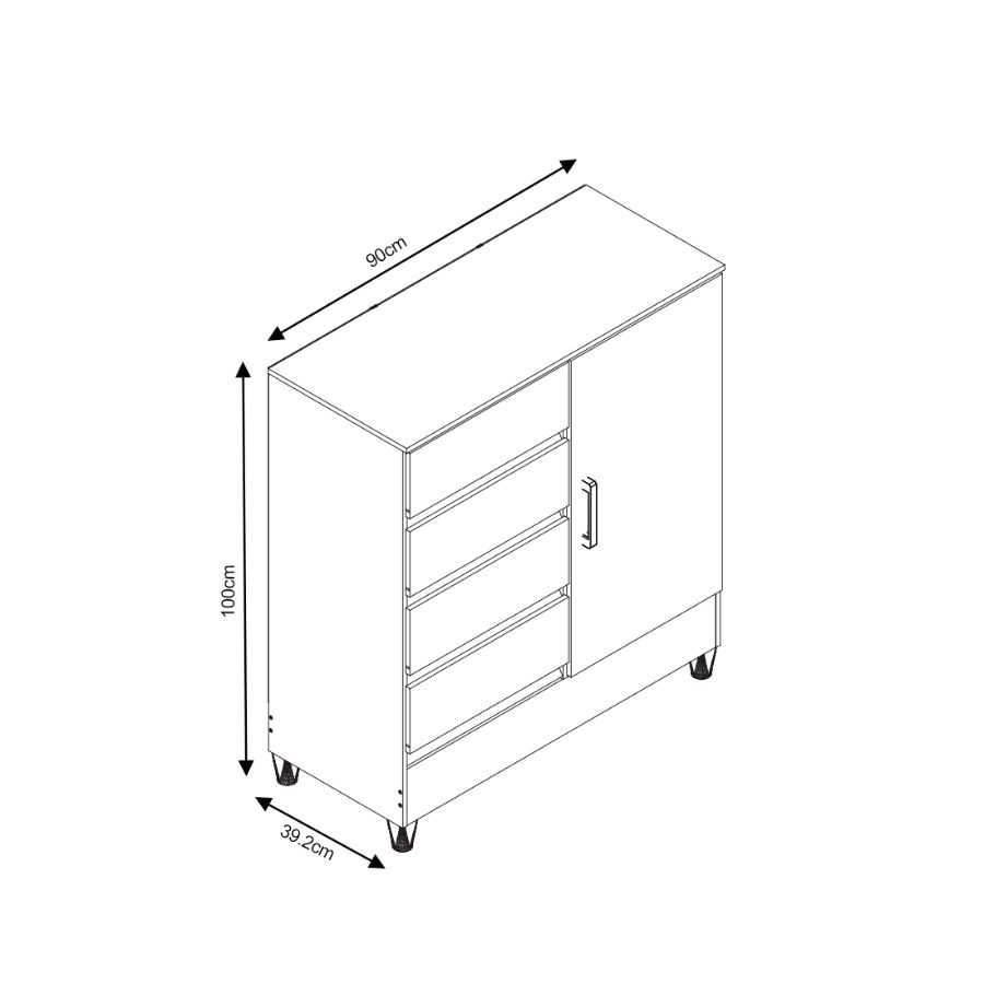 Cômoda Fit 4 Gavetas , 1 Porta | Santos Andirá