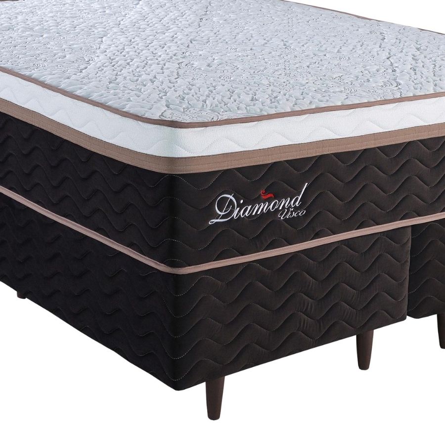 Conjunto Box PKT Diamond Casal 158cm, com molas ensacadas - Design Colchões
