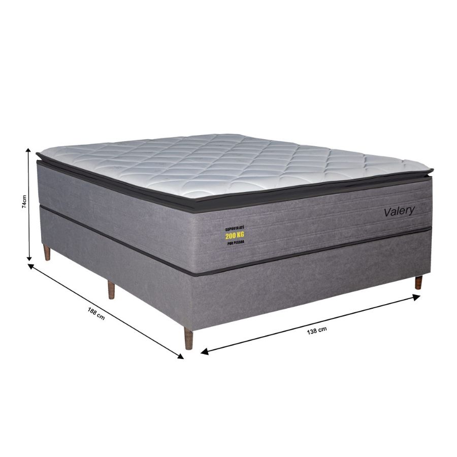 Conjunto Box Casal 138cm Valery PKT com Molas ensacadas e Espuma D45 | Bom Pastor