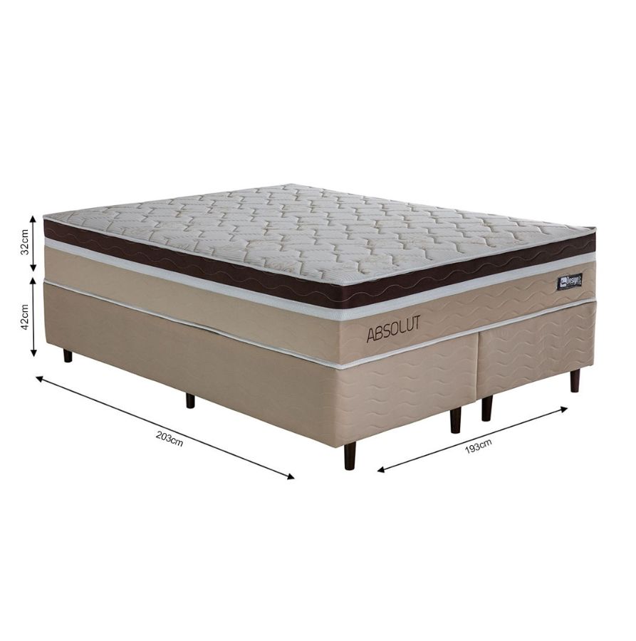 Conjunto Cama Box King Size Absolut 193cm com Molas Ensacadas - Design Colchões