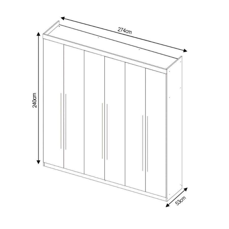 Guarda Roupa Casal Divine Plus 06 portas 100% MDF - Bom Pastor