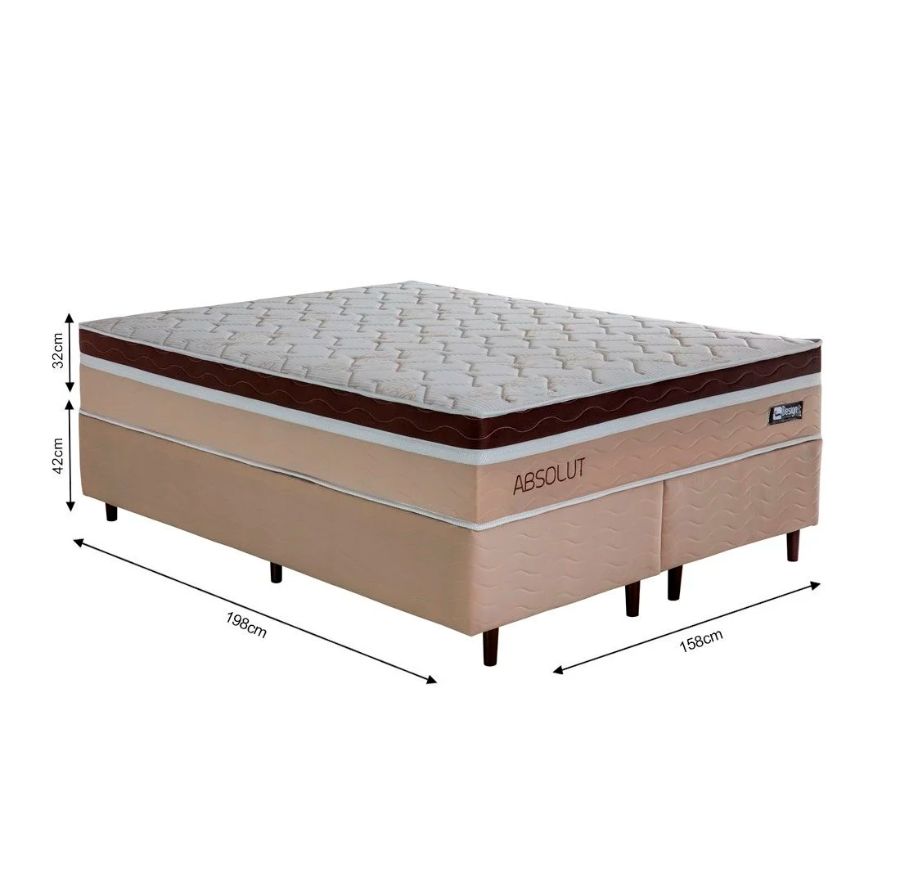 Conjunto Box Absolut Casal 158cm com Molas Ensacadas - Design Colchões