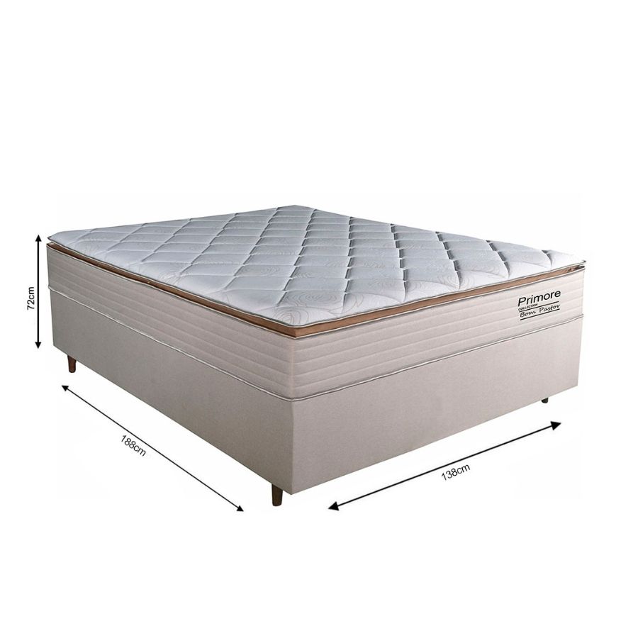 Conjunto Cama Box Casal Primore 138cm, Espuma D45 - Bom Pastor