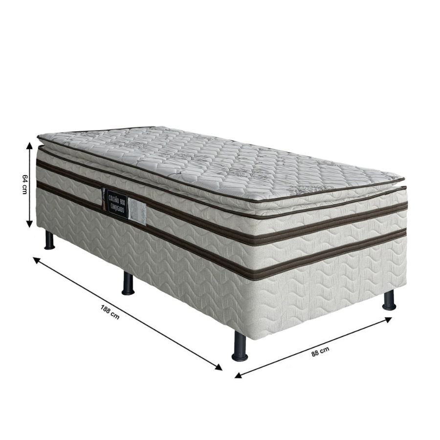 Cama Box Solteiro Master 88x64 com Pillow - Design Colchões