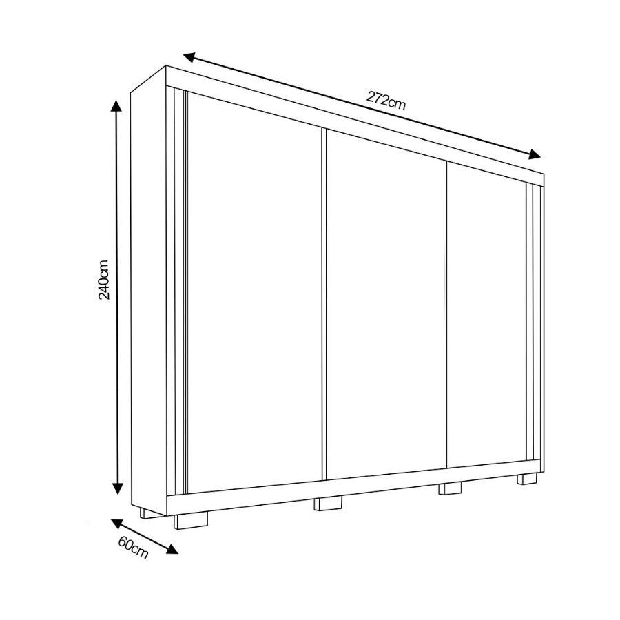 Guarda Roupa Casal Maximus 3 Portas de correr 100% MDF | Bom Pastor