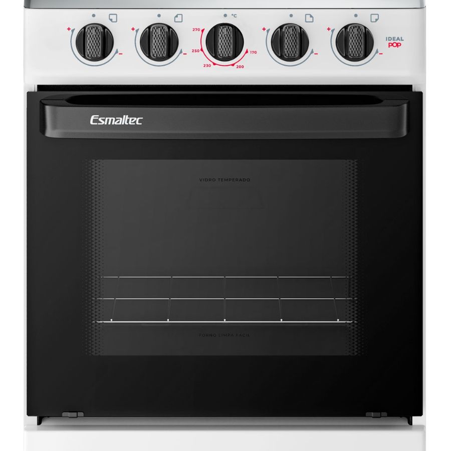 Fogão 4 Bocas Esmaltec Ideal Pop Branco F4ISB - Acendimento Manual, Forno Limpa Fácil, Mesa de Aço I