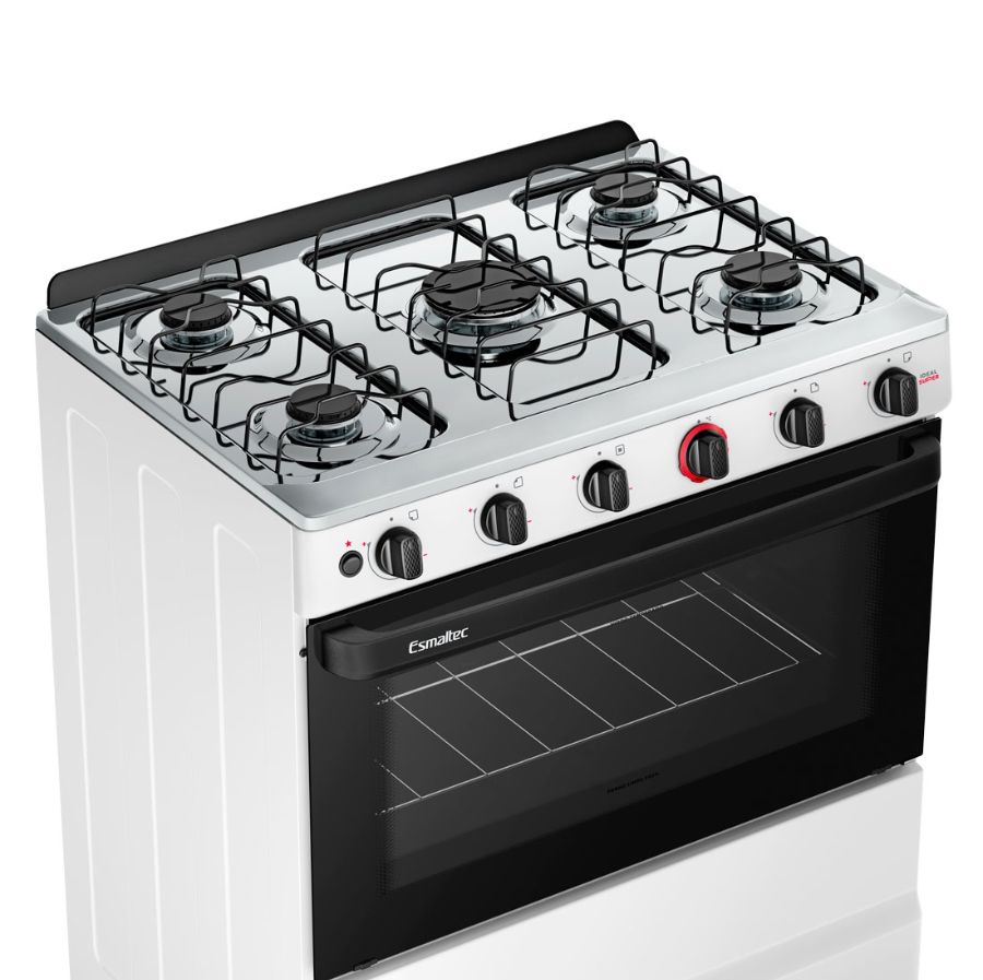 Fogão 5 Bocas F5IAB Ideal Super Branco Acendimento Automático - Esmaltec