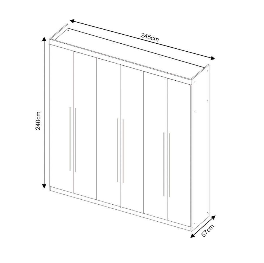 Guarda Roupa Casal Madri Boss 6 Portas, 100% MDF, 6 gavetas | Bom Pastor