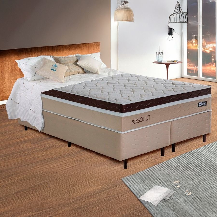 Conjunto Box Absolut Casal 158cm com Molas Ensacadas - Design Colchões