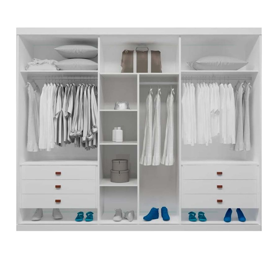 Guarda Roupa Casal Madri Boss 6 Portas, 100% MDF, 6 gavetas | Bom Pastor