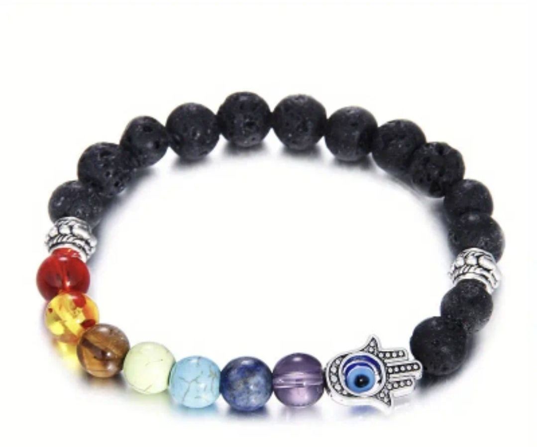Pulsera 7 chakras y mano de Fátima