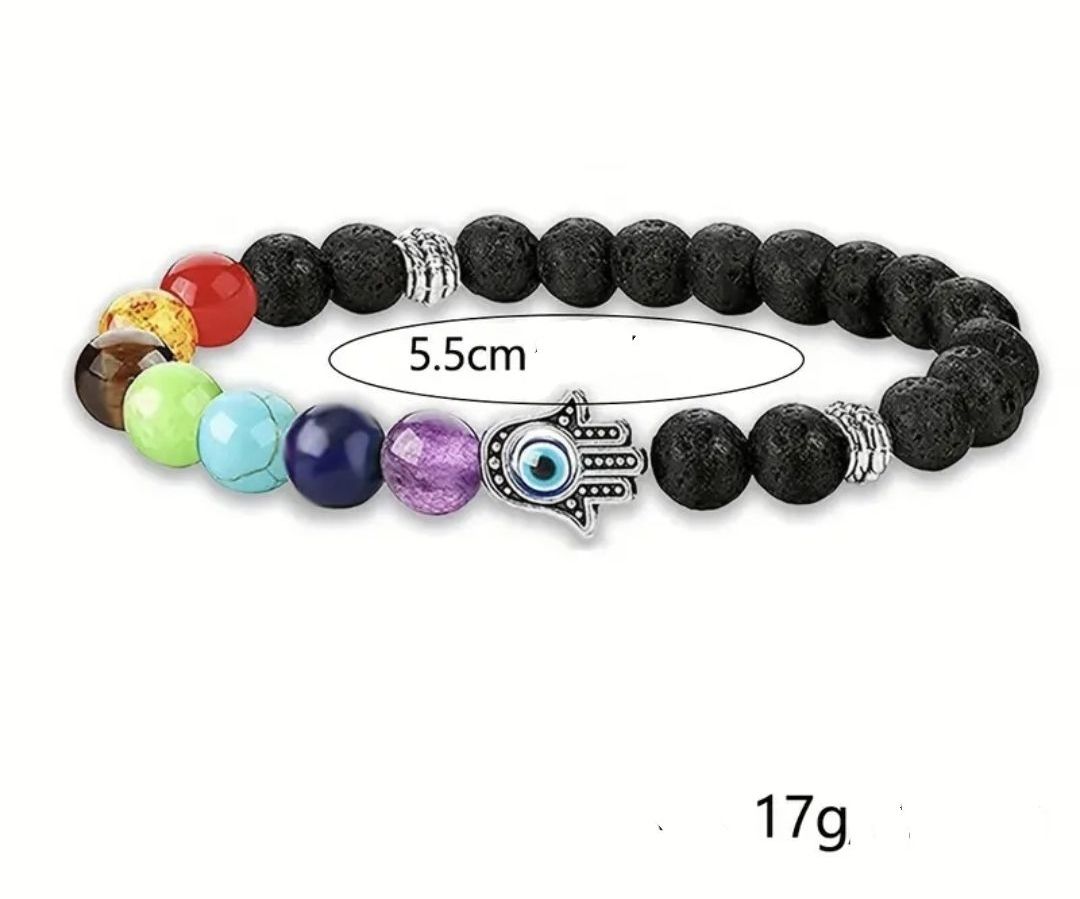 Pulsera 7 chakras y mano de Fátima