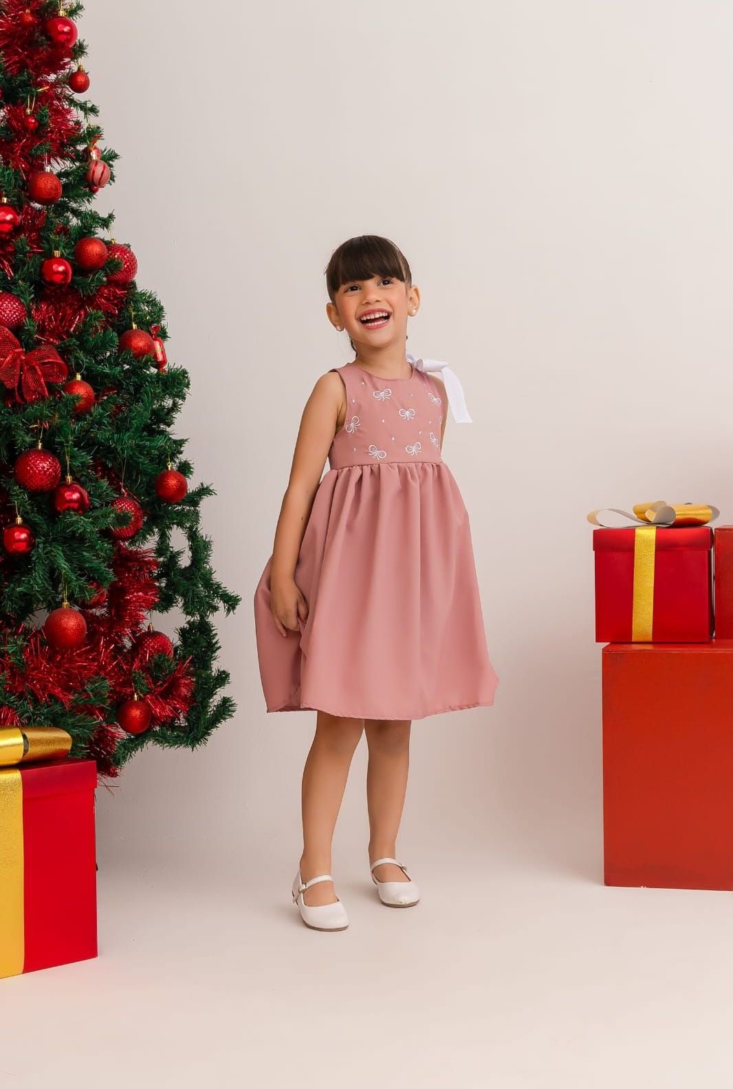 Vestido laços rosê