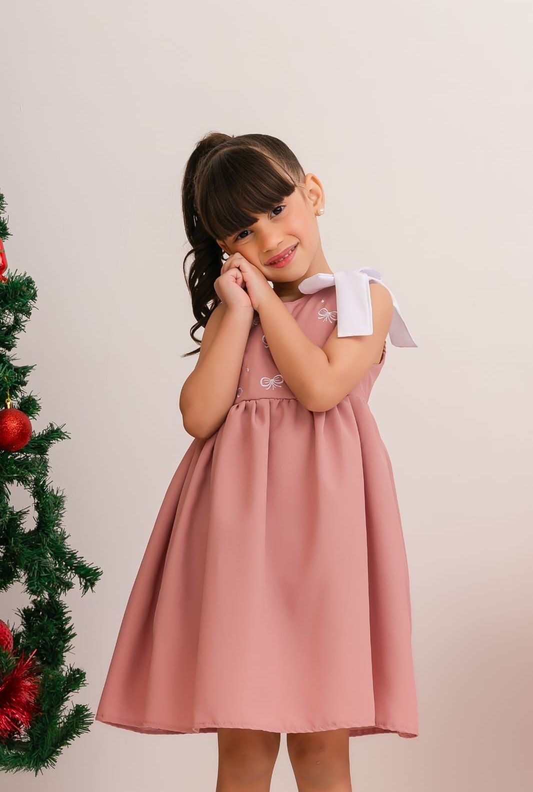 Vestido laços rosê