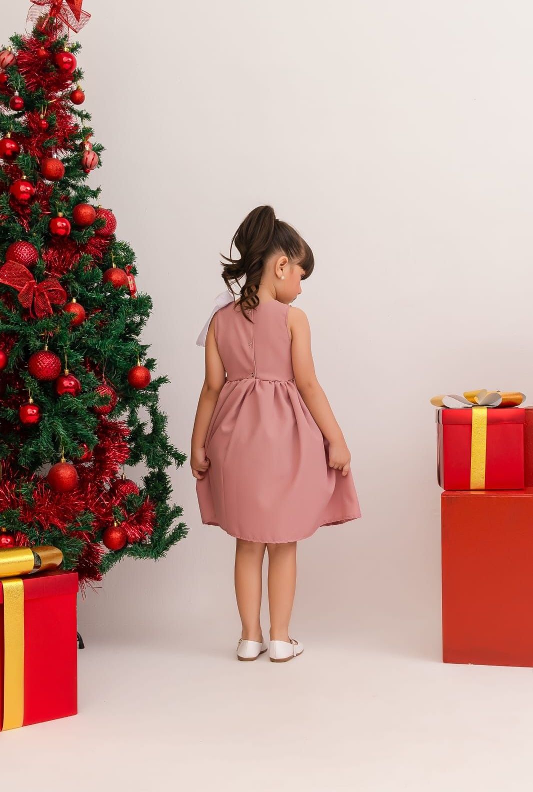Vestido laços rosê