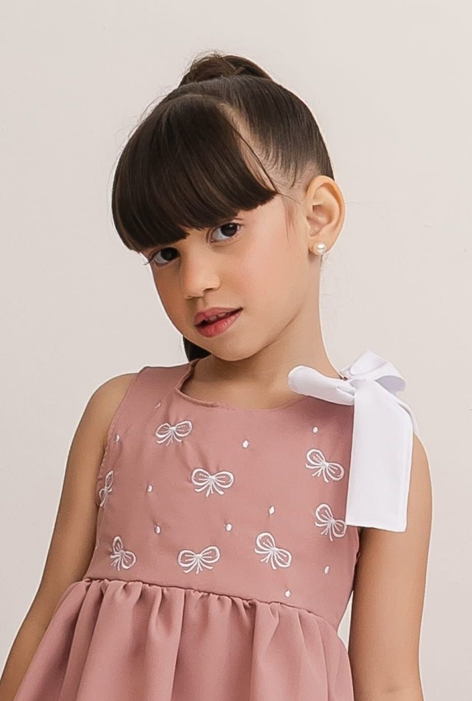 Vestido laços rosê