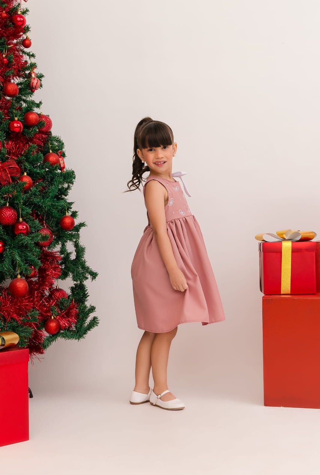 Vestido laços rosê