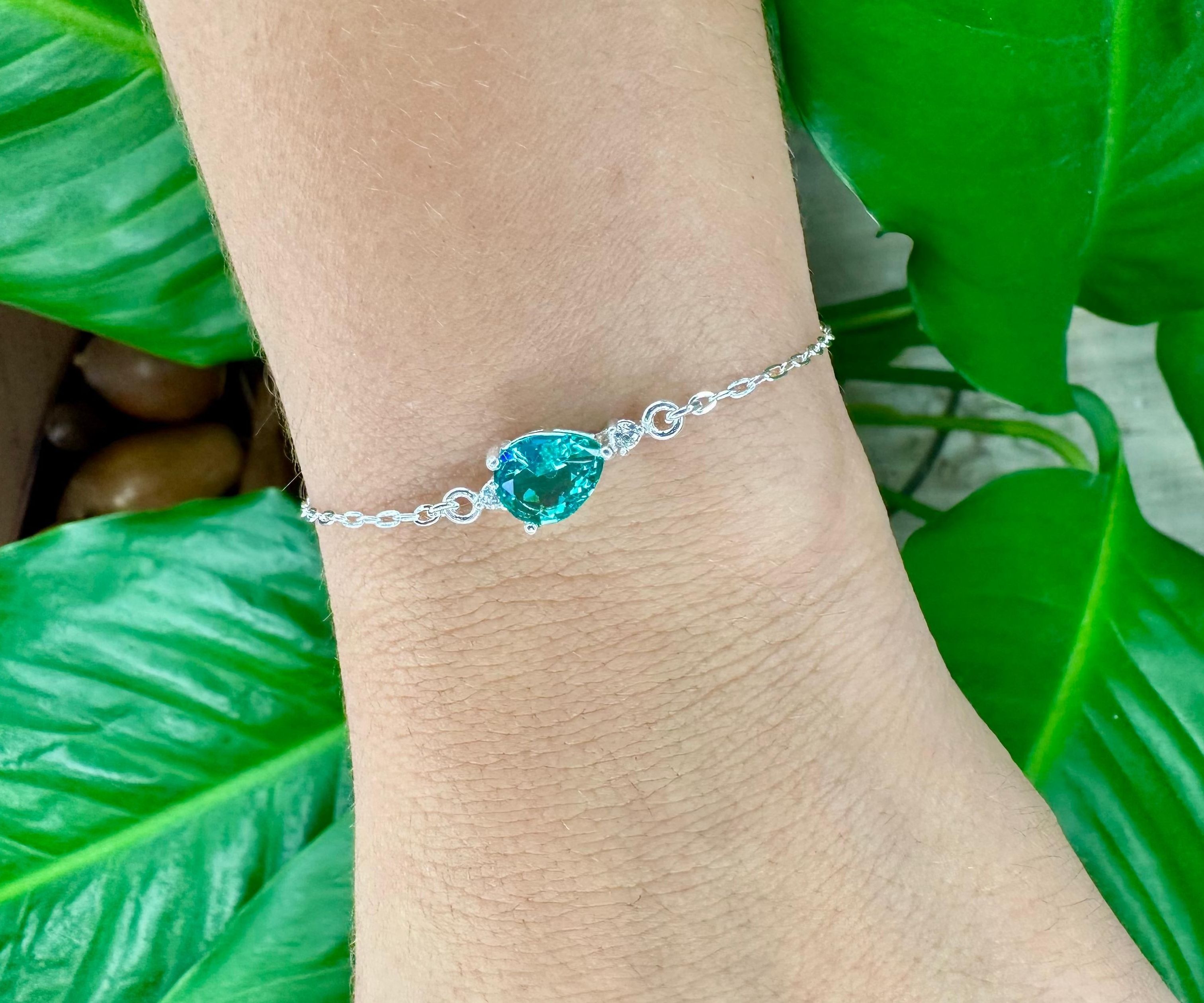 Pulseira Gota Verde Água