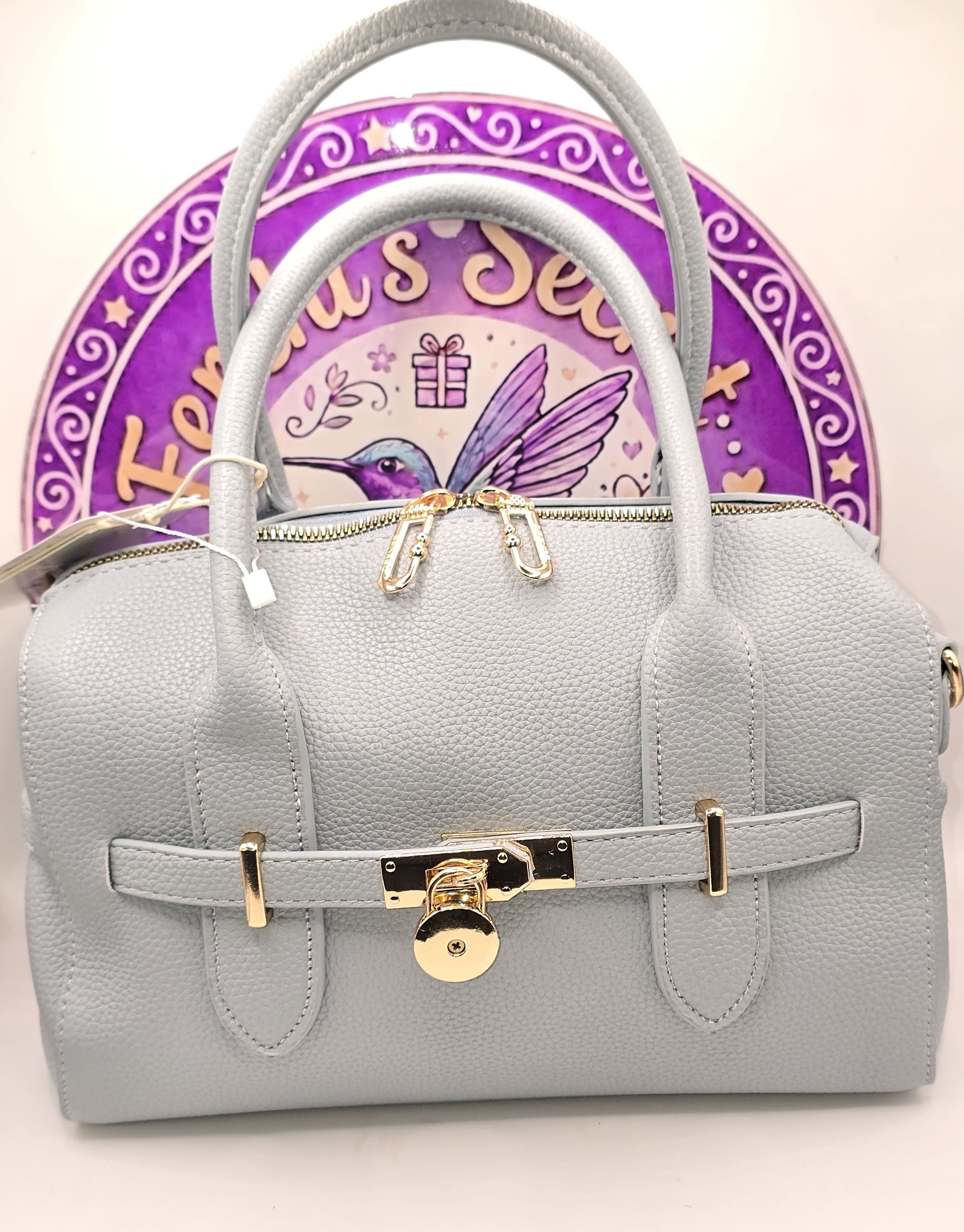 Bi17 Bolsa USA de asas color azul con strap para usar como shoulder bag, piel vegana