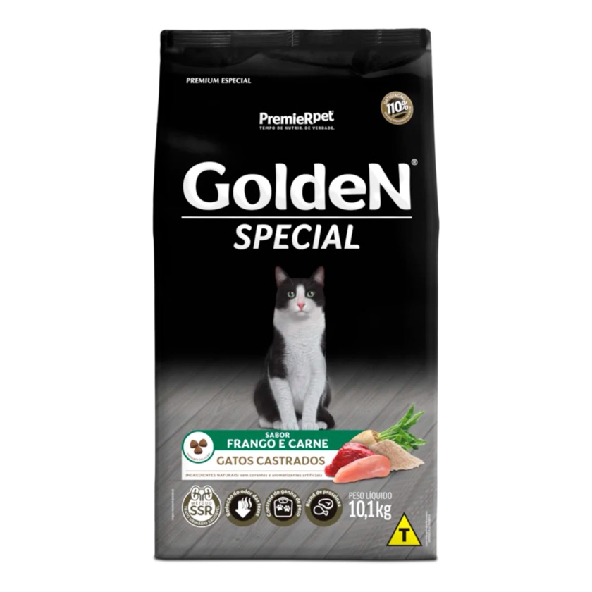 Ração GoldeN Special Gato Castrado Sabor Frango e Carne 10kg