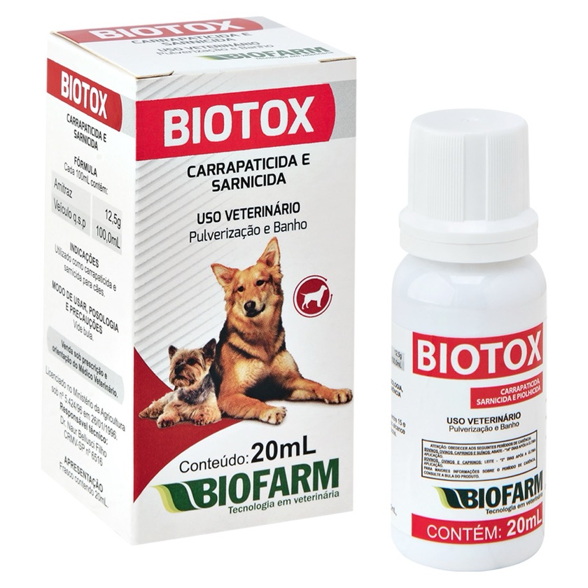 Biotox Carrapaticida, Sarnicida e Piolhicida Biofarm 20ml