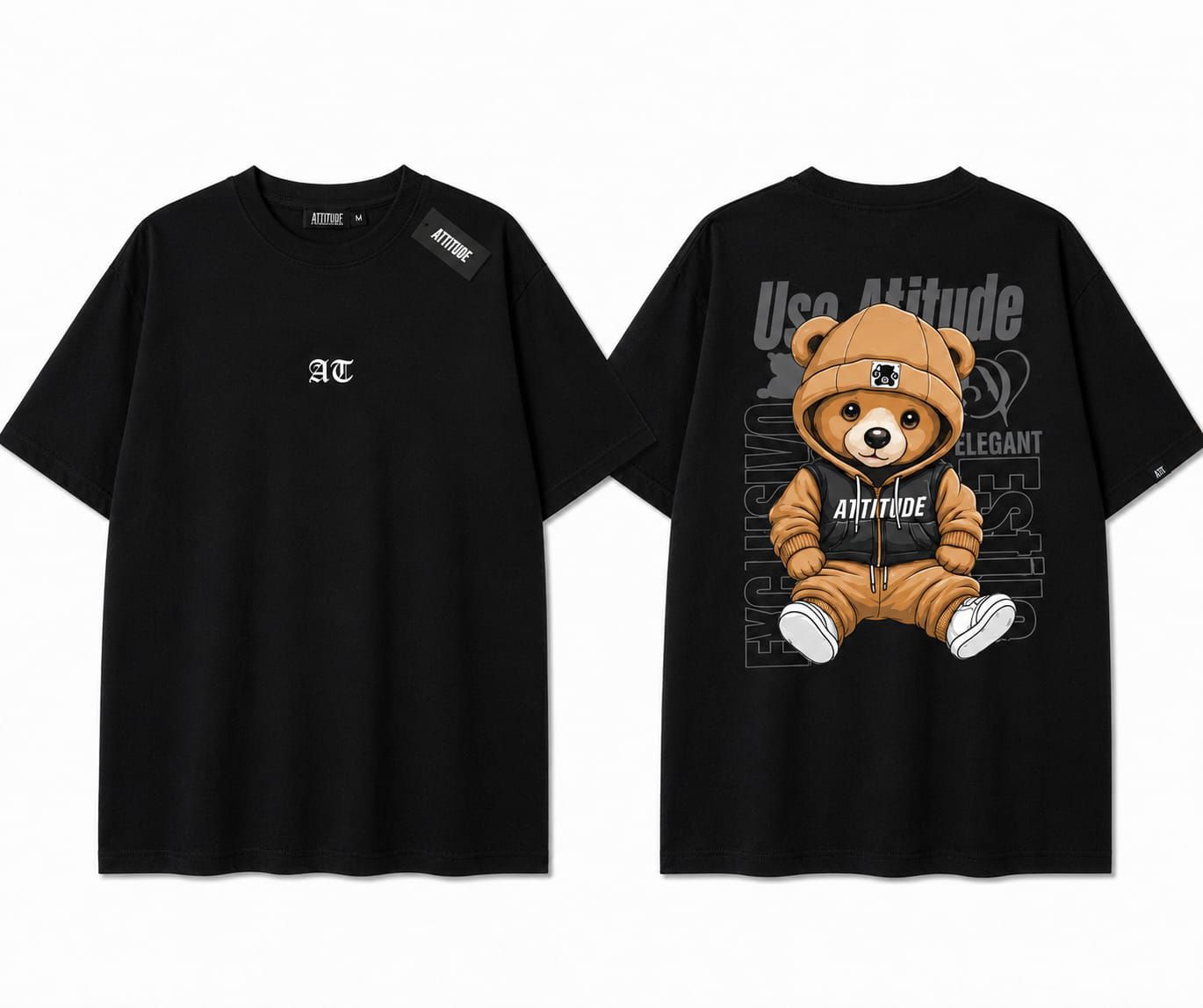Camisa Oversized Atitude Drip Bear Preta