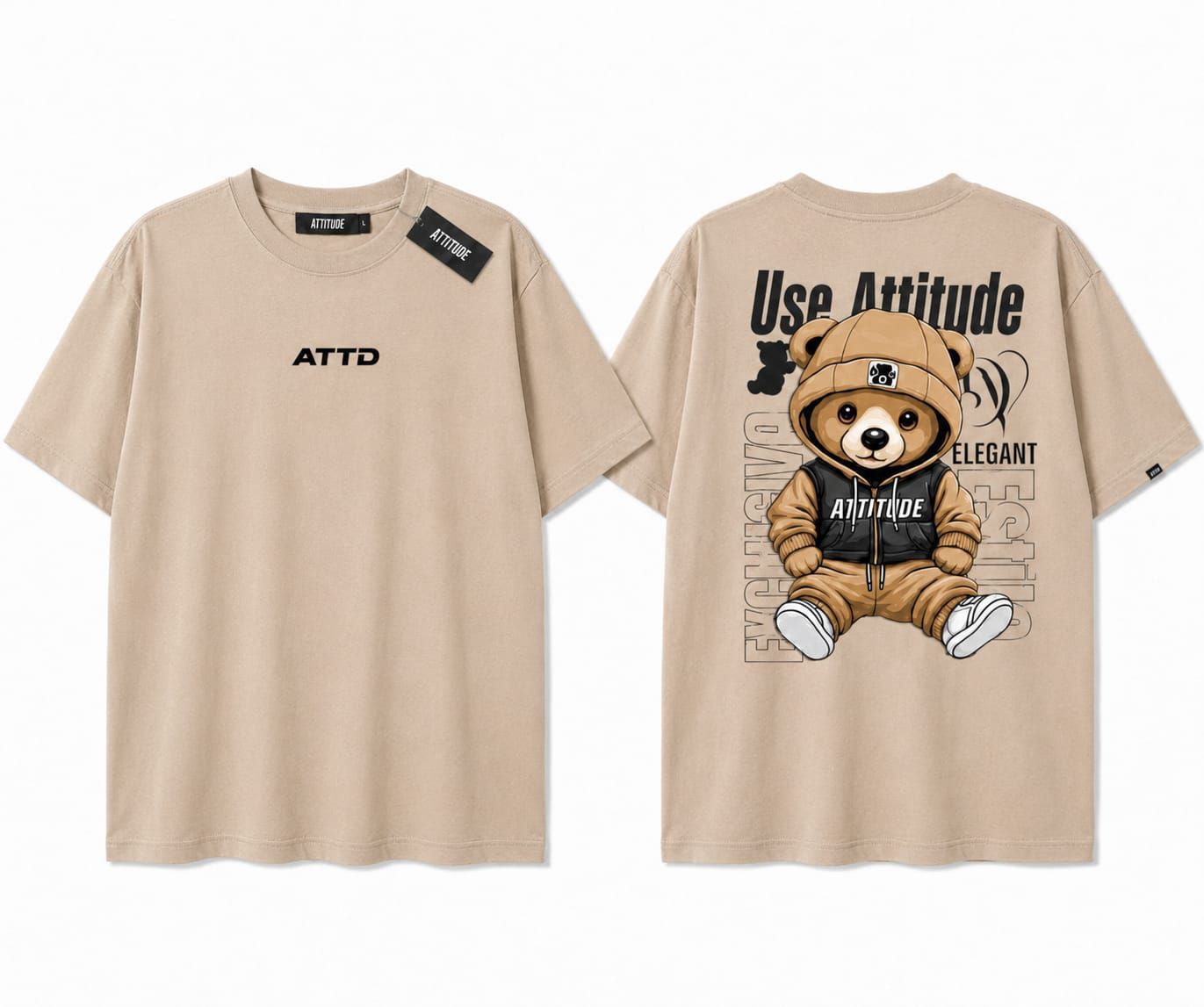 Camisa Oversized Atitude Drip Bear Bege