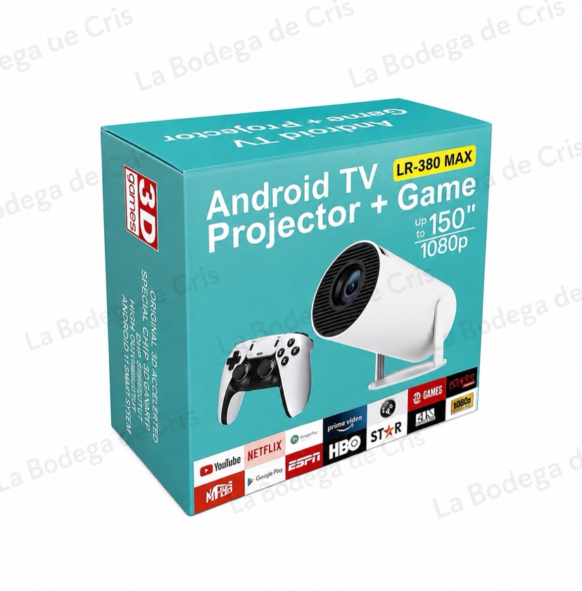 PROYECTOR LR 380 MAX CON JUEGOS CONTROLES TIPO PLAY 5 INALÁMBRICOS