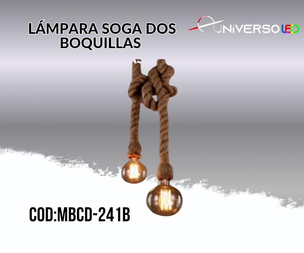 01.10 Lampara de Soga Doble Boquilla Estilo Vintage Industrial