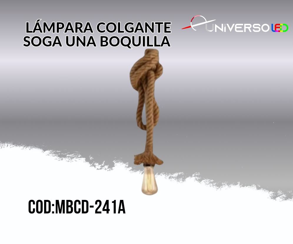 01.11 Lampara Colgante Soga Una Boquilla Estilo Rústico Vintage