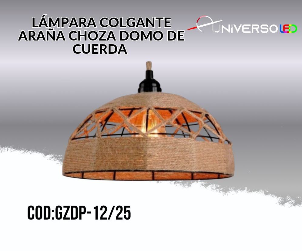 01.16 Lampara Colgante Domo de Cuerda Estética Orgánica Boho-Chic