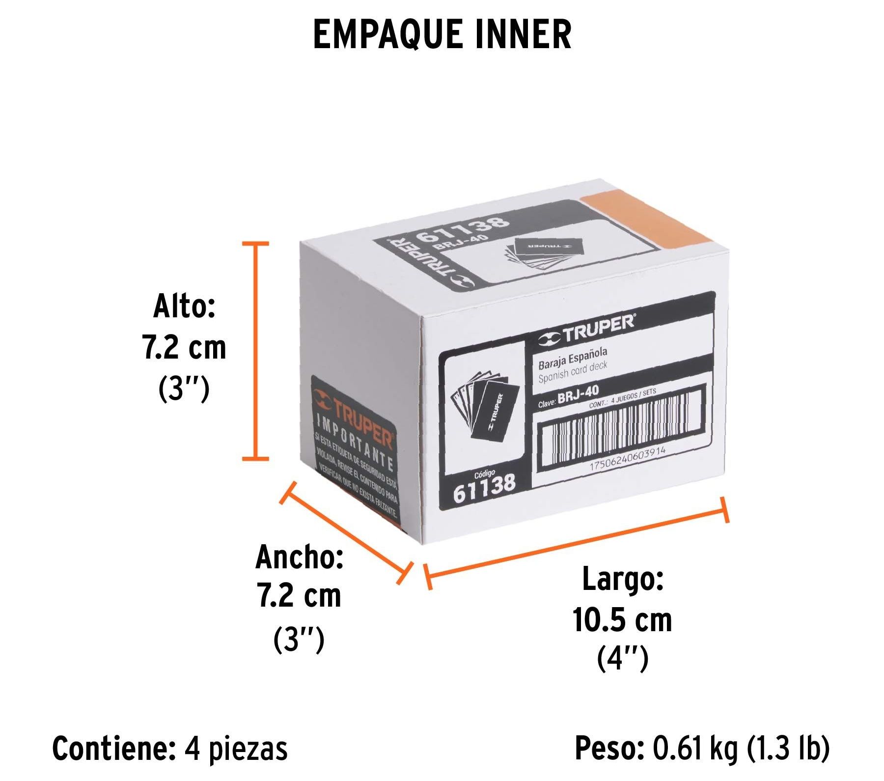 Baraja Española de 40 Cartas de Plastico. TRUPER. 61138. BRJ40