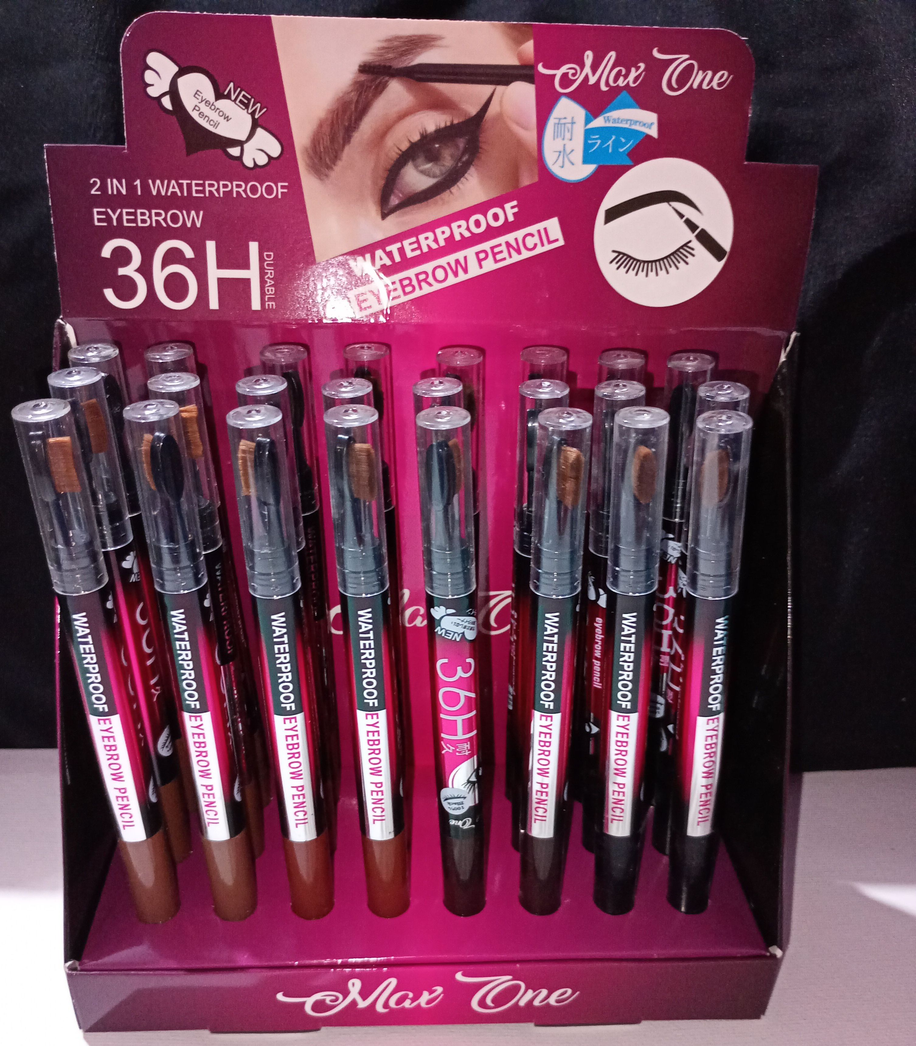 Lápiz de ceja waterproof 36H 24 pz