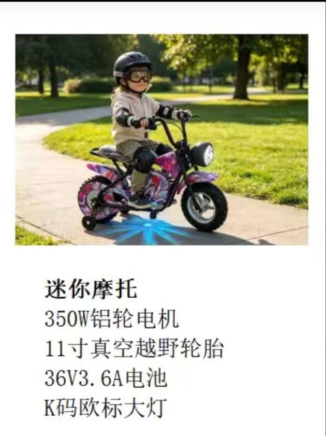 CX: 1 Mini Moto Elétrica Infantil Off-Road 350W – Bateria 36V | Farol LED