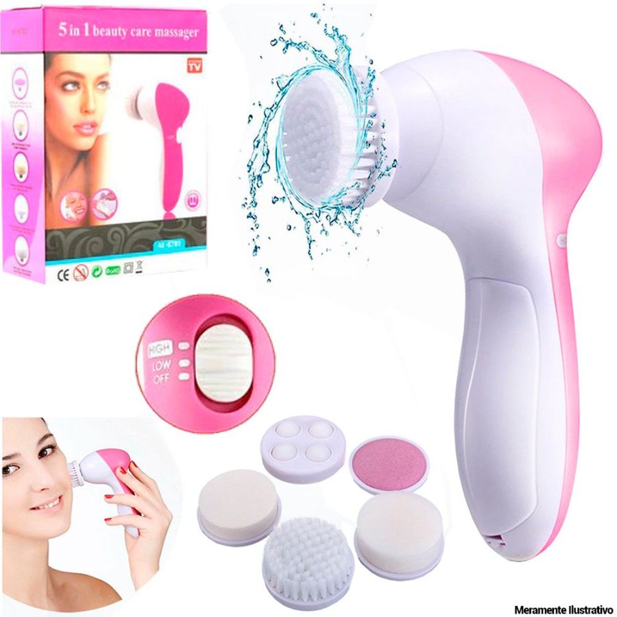 CX: 100 Massageador Escova De Limpeza Facial 5 Em 1 À Pilha